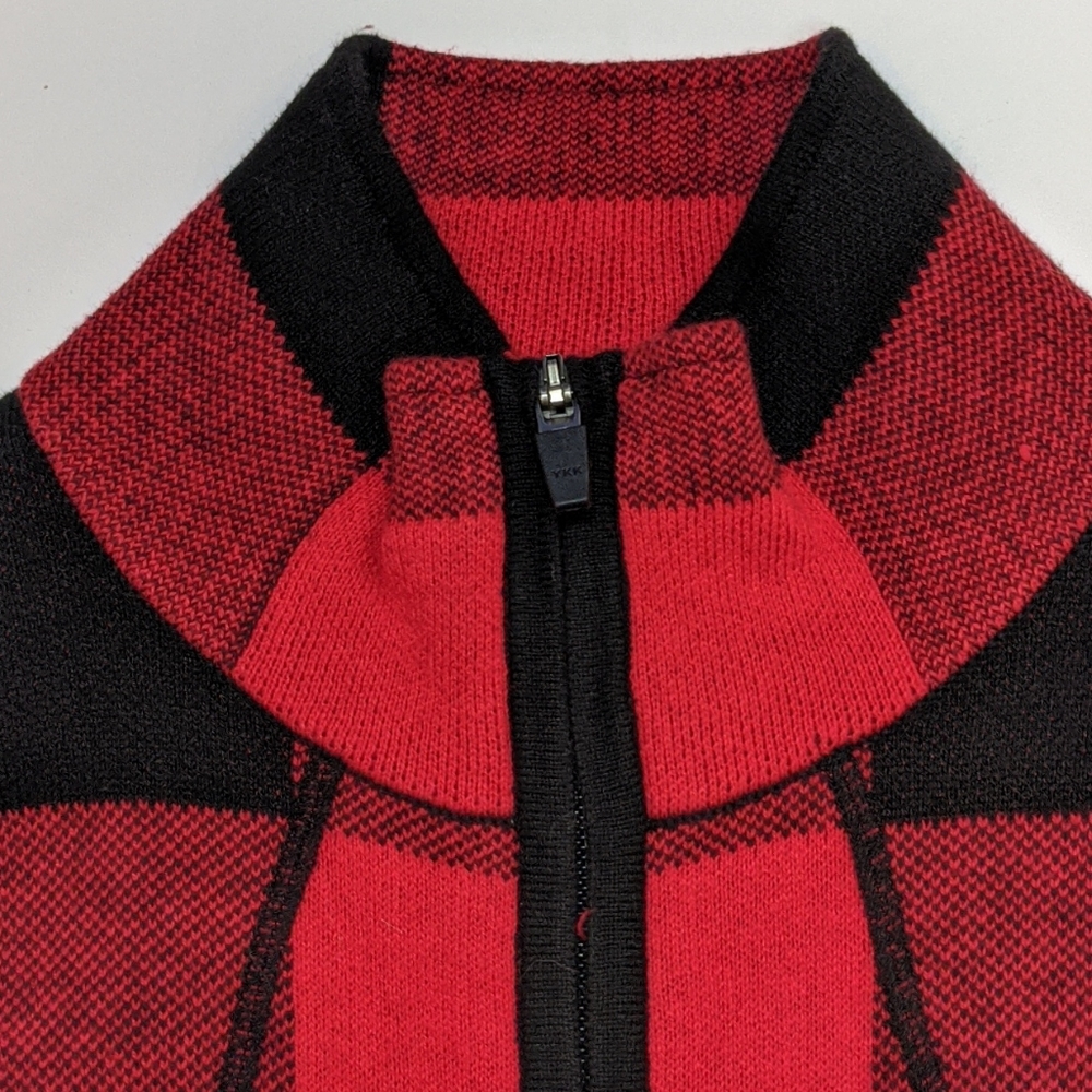 SOLD* Long front zip plaid sweater coat - Picture 2 of 6